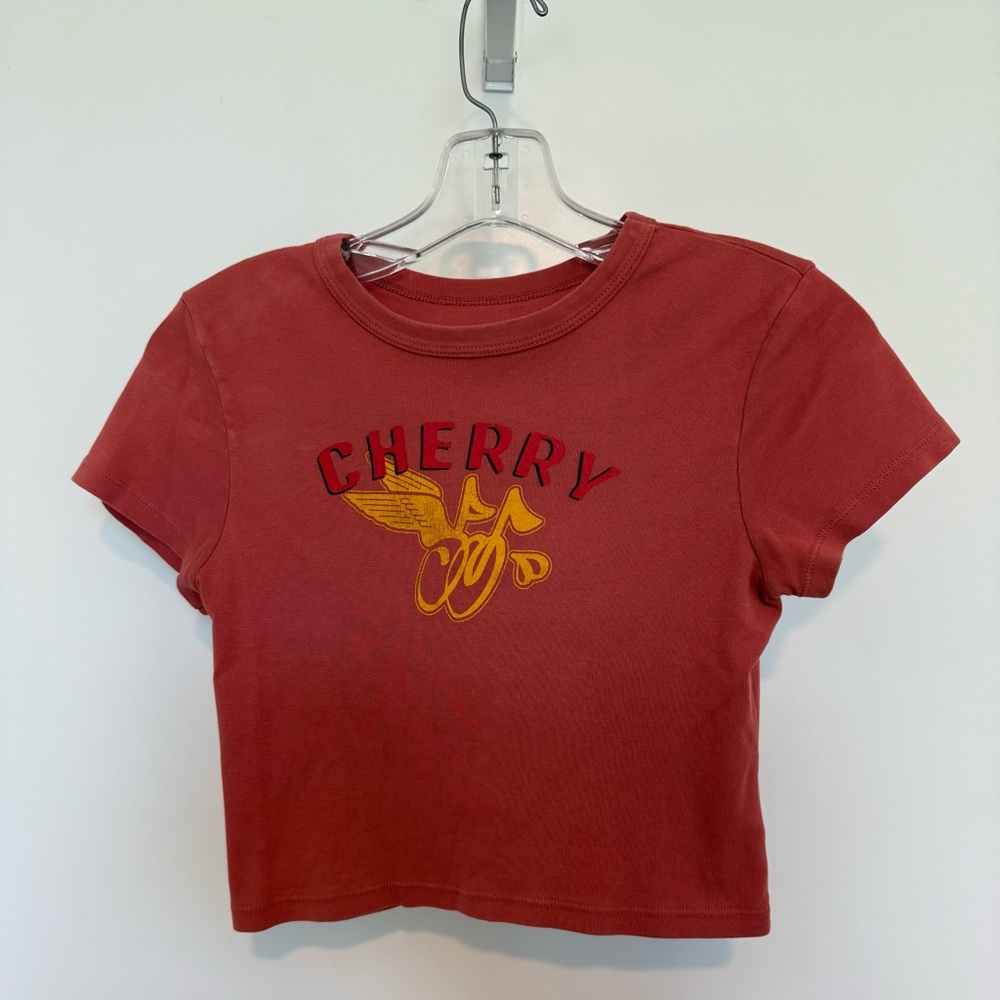 Cherry Los Angeles Graphic Crop Top - Red